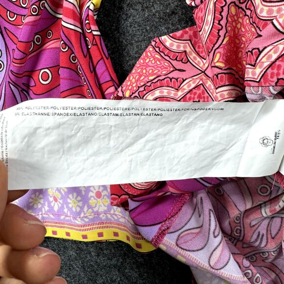 Joseph Ribkoff Top Women's 6 Pink Paisley Jewels Floral Tunic Bell Sleeve - Picture 7 of 7